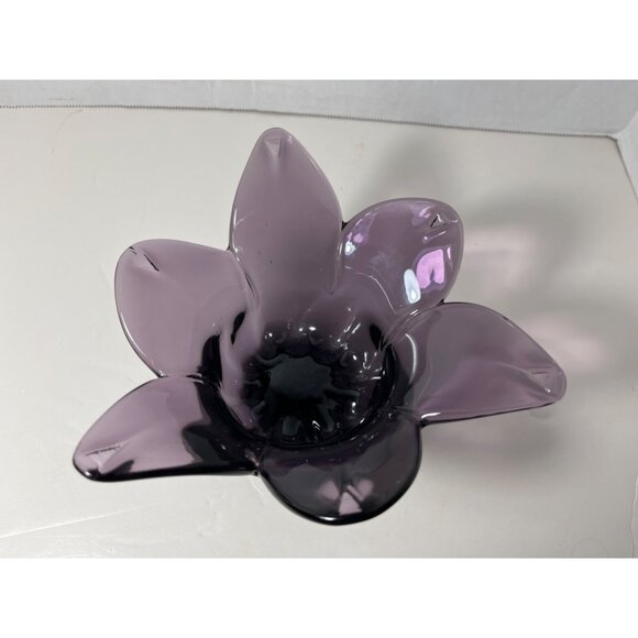 Murano Lavorazione Made in Italy Purple Amethyst Petal Shaped Bowl - Picture 3 of 7